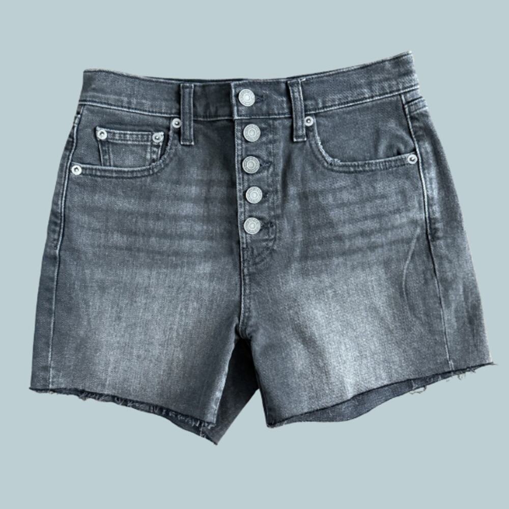 Gap Denim High Rise Button Fly Cutoff Shorts Womens 0/25R Black Gray Wash